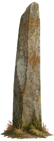 Long Keziah, Watchstone tinggi dan sempit berlumut.